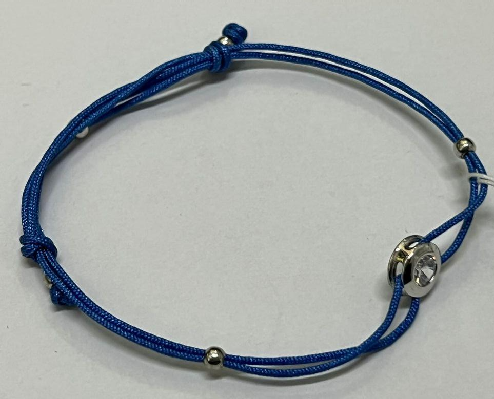 Браслет синяя нить с серебряной вставкой и цирконием (30562009) 0