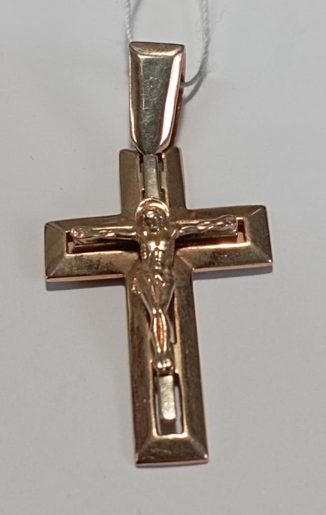 Підвіс-хрест з червоного і жовтого золота (32748949) 0