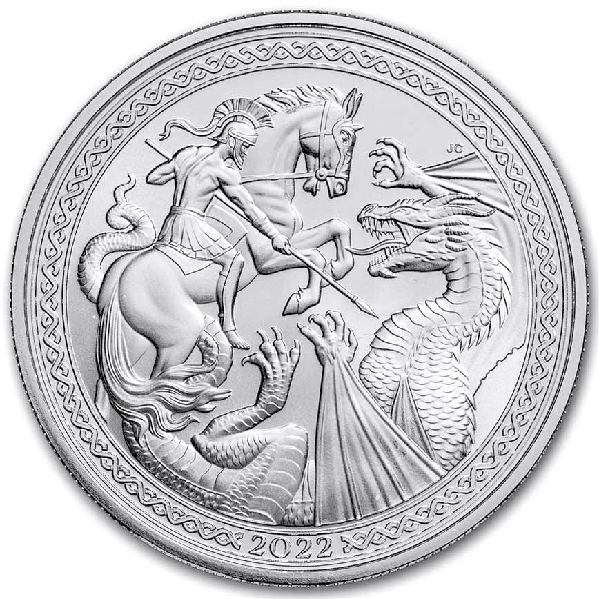 Серебряная монета 1oz Святой Георгий и Дракон 2 фунта 2022 Остров Вознесения (33214231) 0