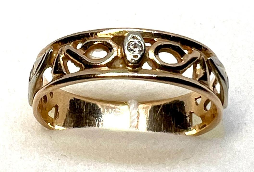 Кольцо из красного и белого золота с цирконием (28203664) 5