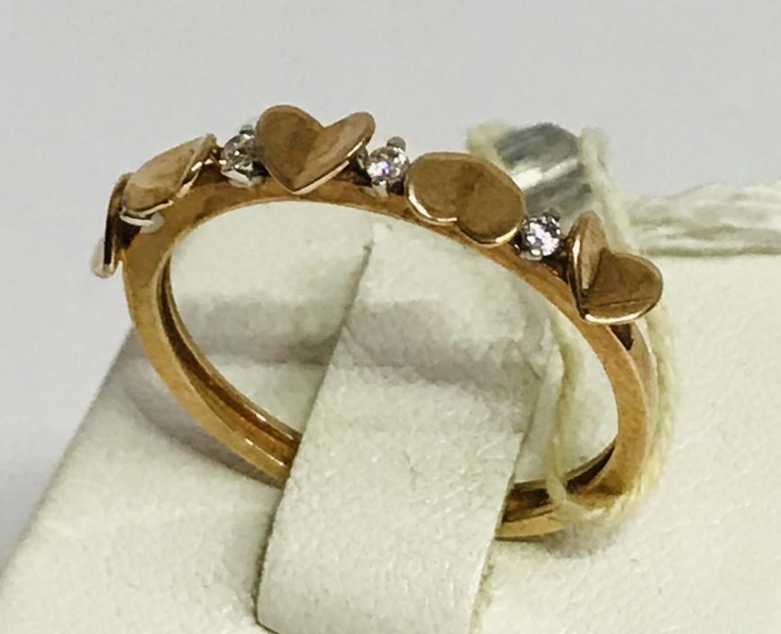 Кольцо из красного золота с цирконием (29899563) 0
