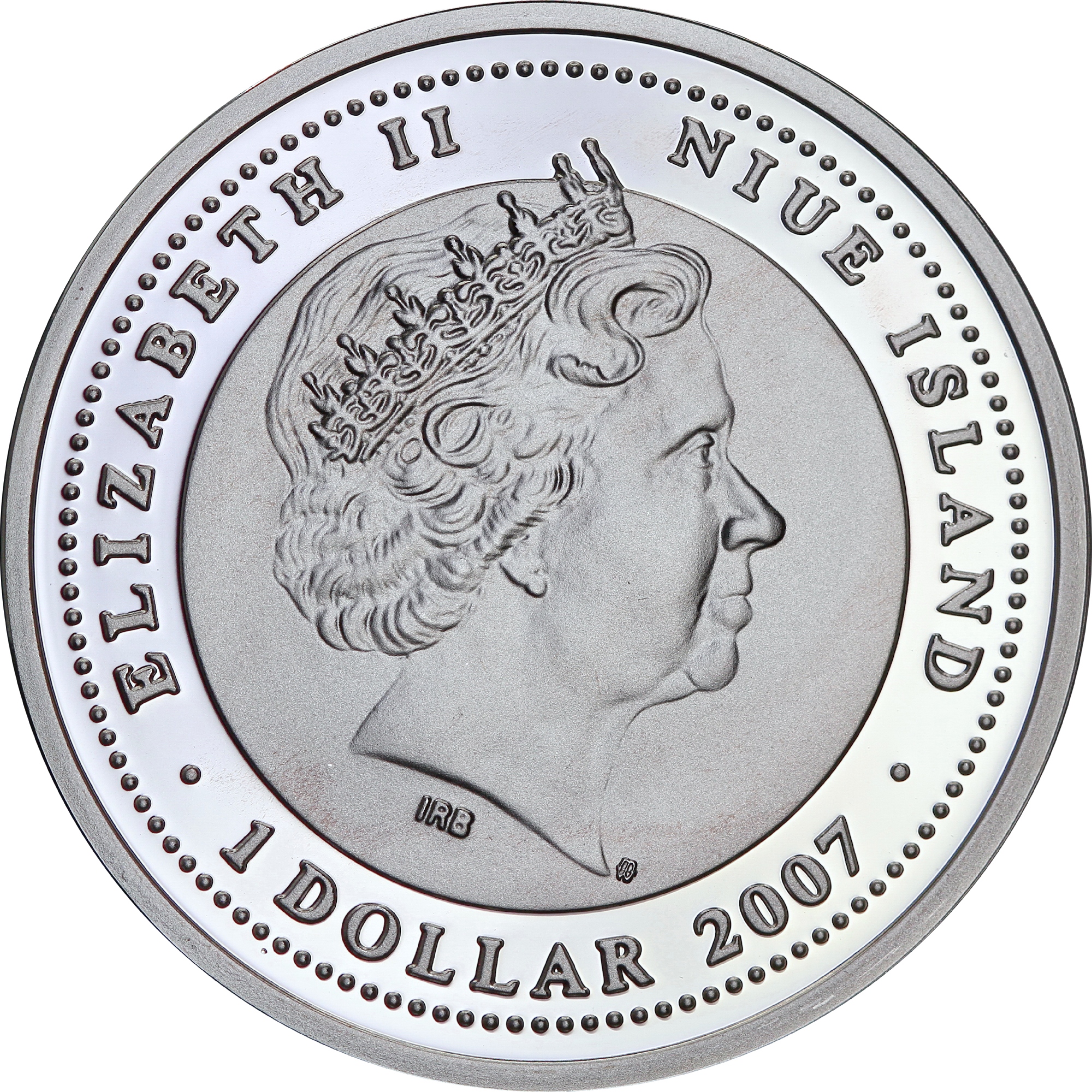 Срібна монета Рік Миші (Щура) 2008 1 долар 2007 Ніуе (кольорова) (31781314) 6