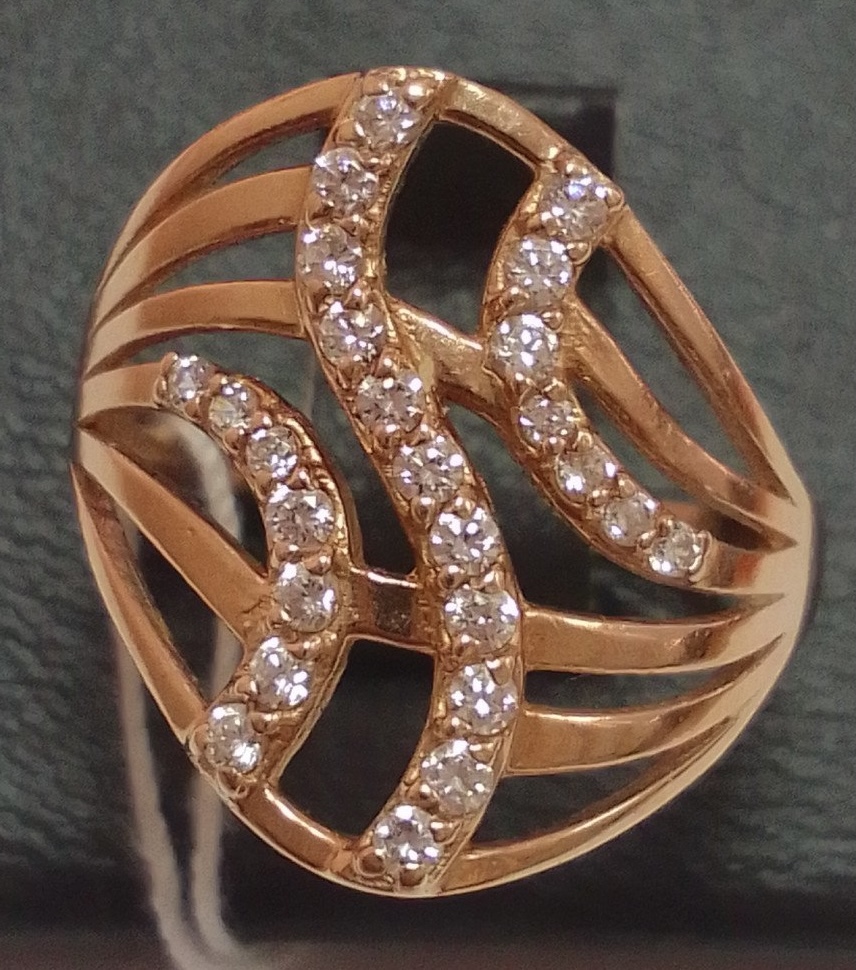 Кольцо из красного золота с цирконием (31433609)  0