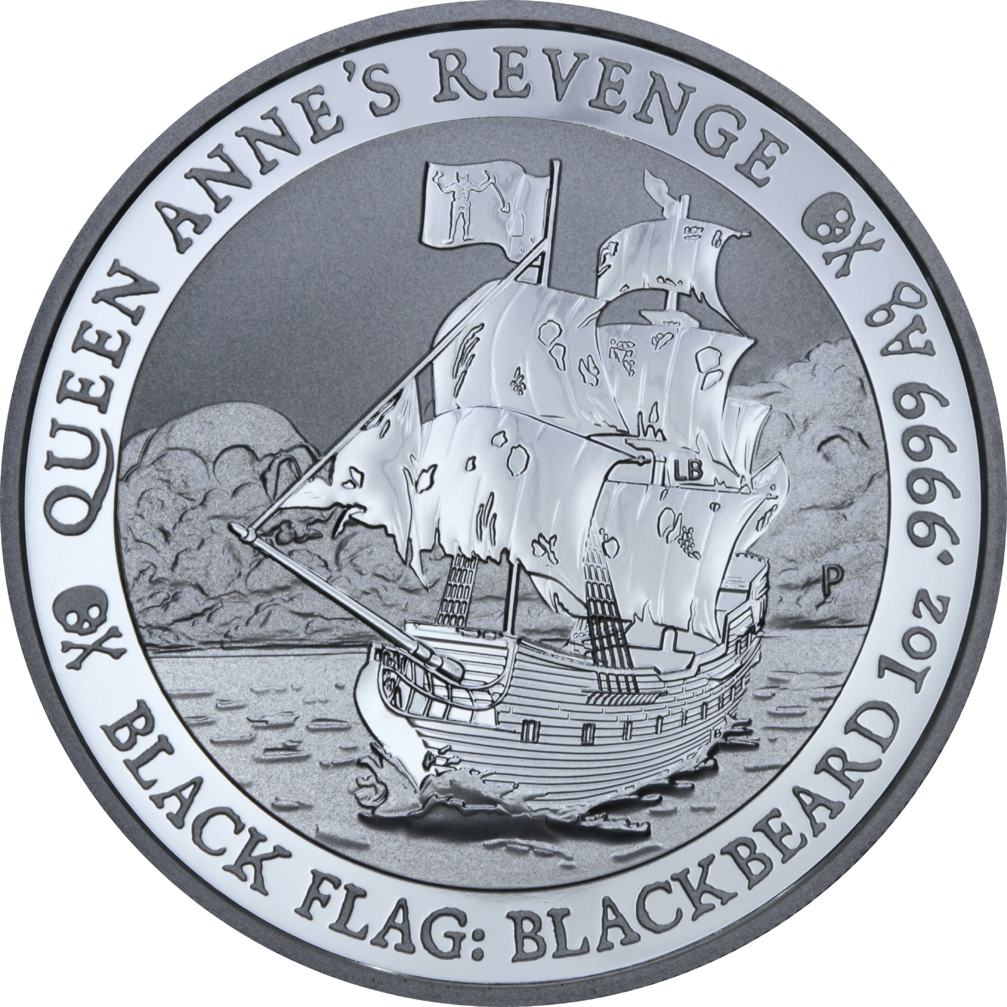 Серебряная монета 1oz Пиратский корабль Месть Королевы Анны 1 доллар 2019 Тувалу (29127633) 0