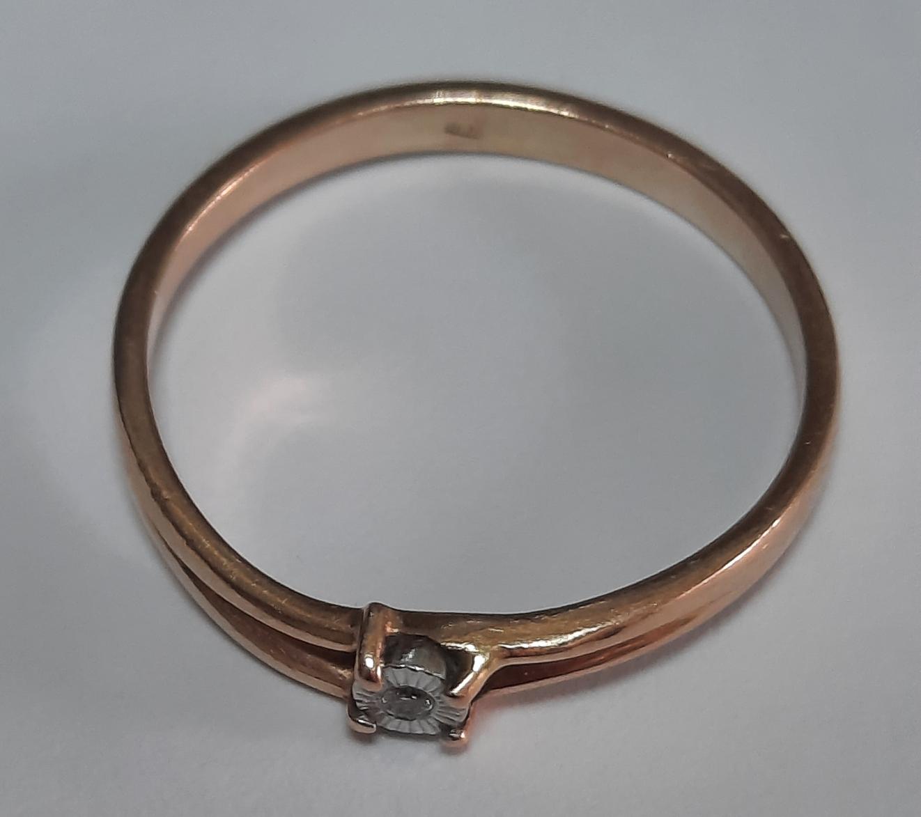 Кольцо из красного и белого золота с бриллиантом (-ми) (33667653)  3