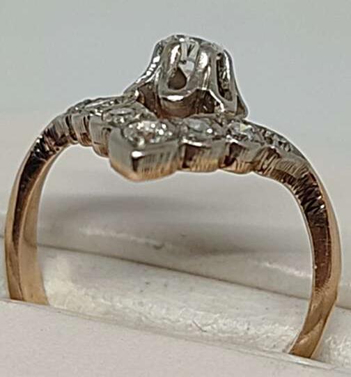 Кольцо из красного и белого золота с бриллиантом (-ми) (31529819) 3