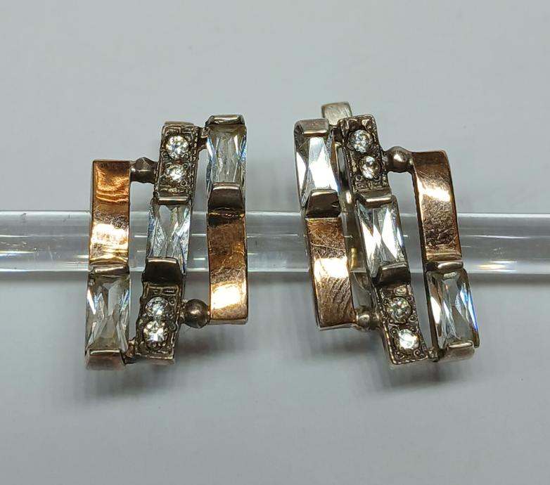 Серебряные серьги с позолотой и цирконием (33760065) 0