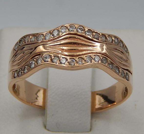 Кольцо из красного золота с цирконием (28187036)  0