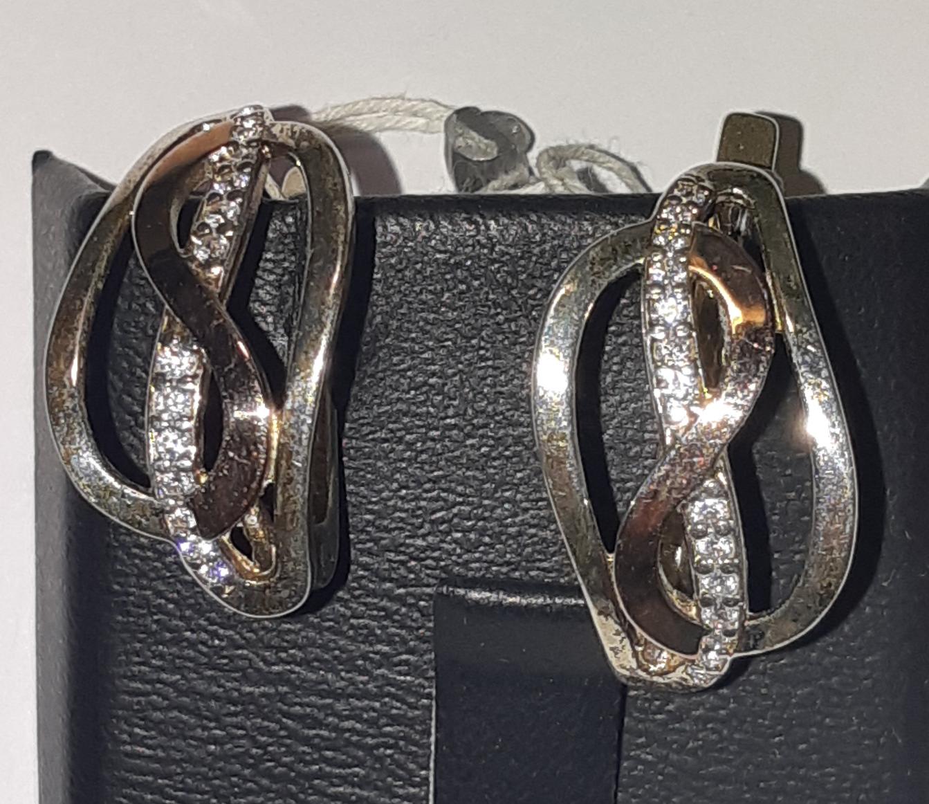 Серебряные серьги с позолотой и цирконием (30511444) 0