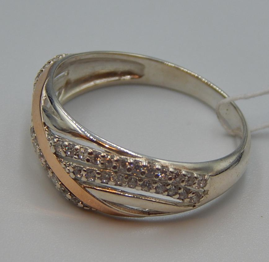 Серебряное кольцо с позолотой и цирконием (32412873) 2