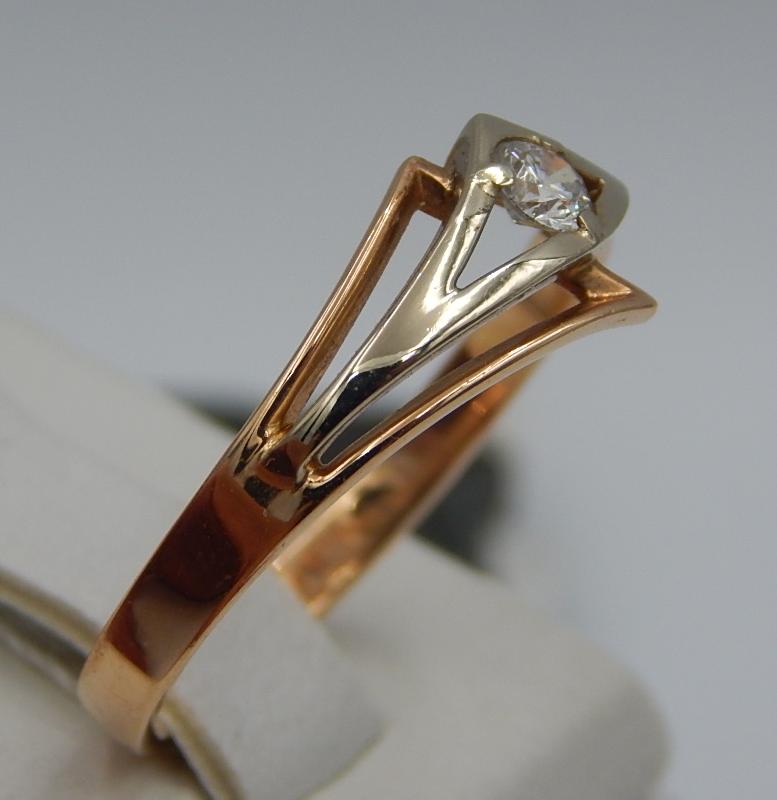 Кольцо из красного и белого золота с бриллиантом (-ми) (30702911) 2