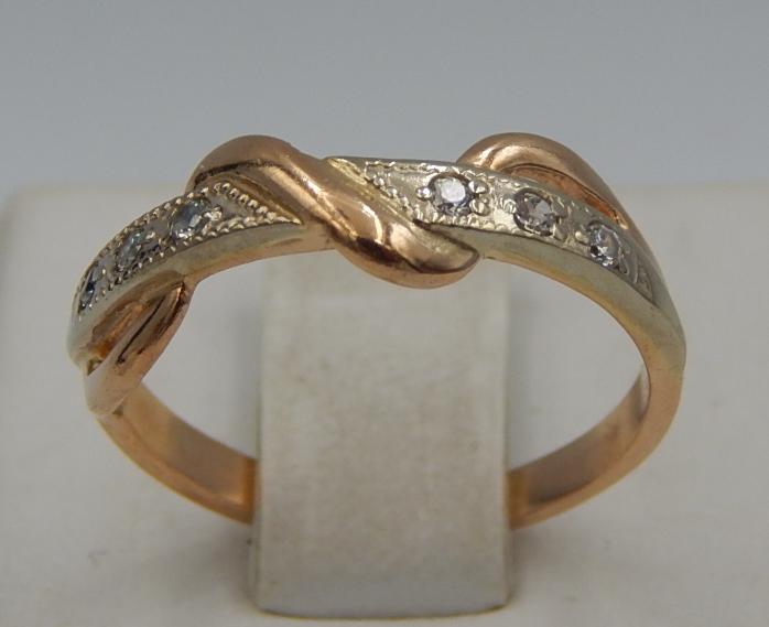 Кольцо из красного и белого золота с цирконием (32381943) 0