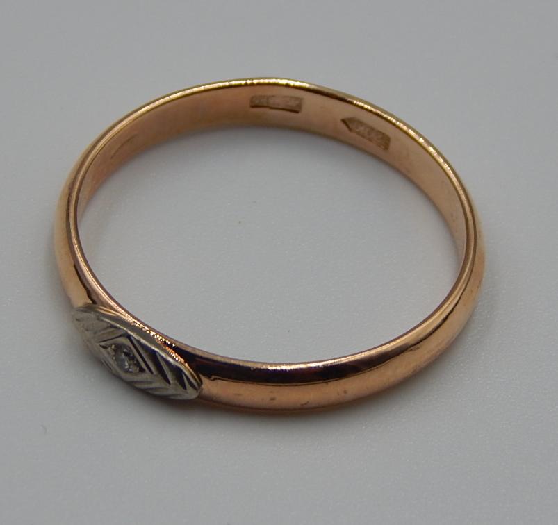 Кольцо из красного и белого золота с бриллиантом (-ми) (31645342) 2