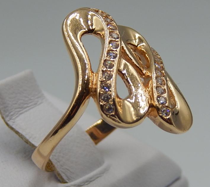 Кольцо из красного золота с цирконием (31492202)  2