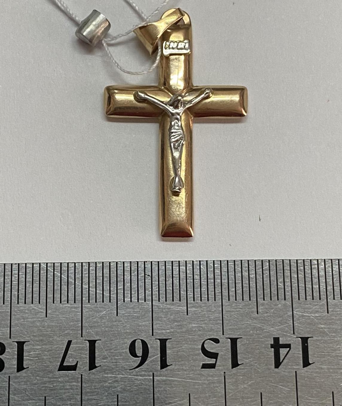 Підвіс-хрест з червоного та білого золота (31977880) 2