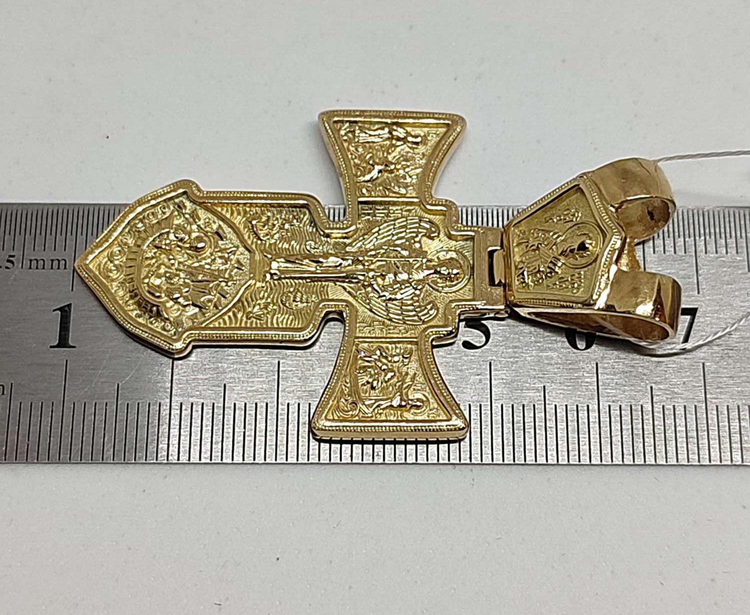 Підвіс-хрест із жовтого золота (31019515) 3