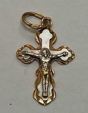 Підвіс-хрест з червоного та білого золота (31619409) 0