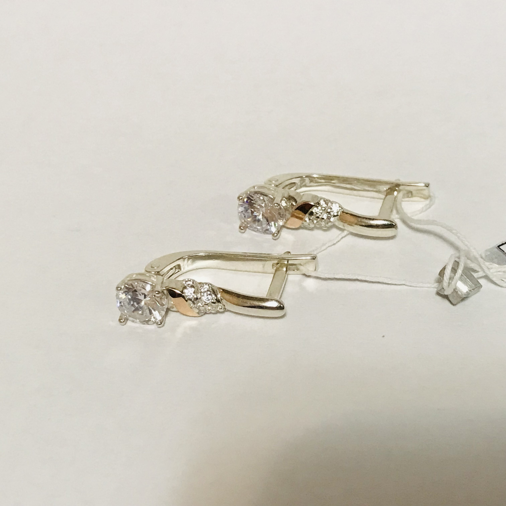 Срібні сережки з позолотою та цирконієм (32329109) 13