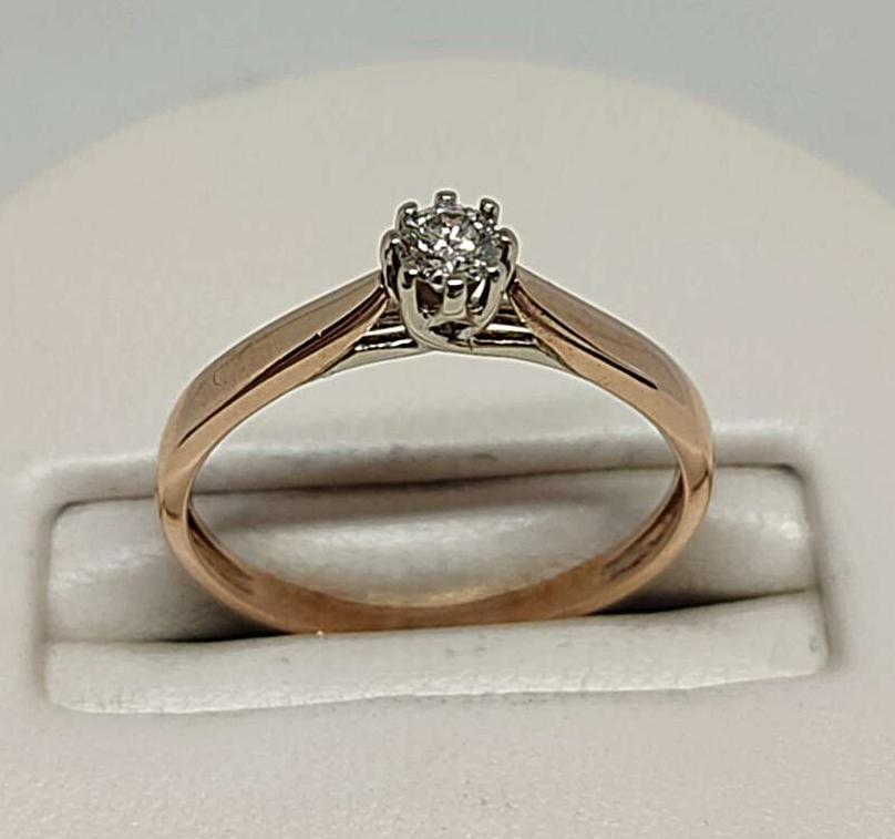 Кольцо из красного и белого золота с бриллиантом (-ми) (33735020) 0