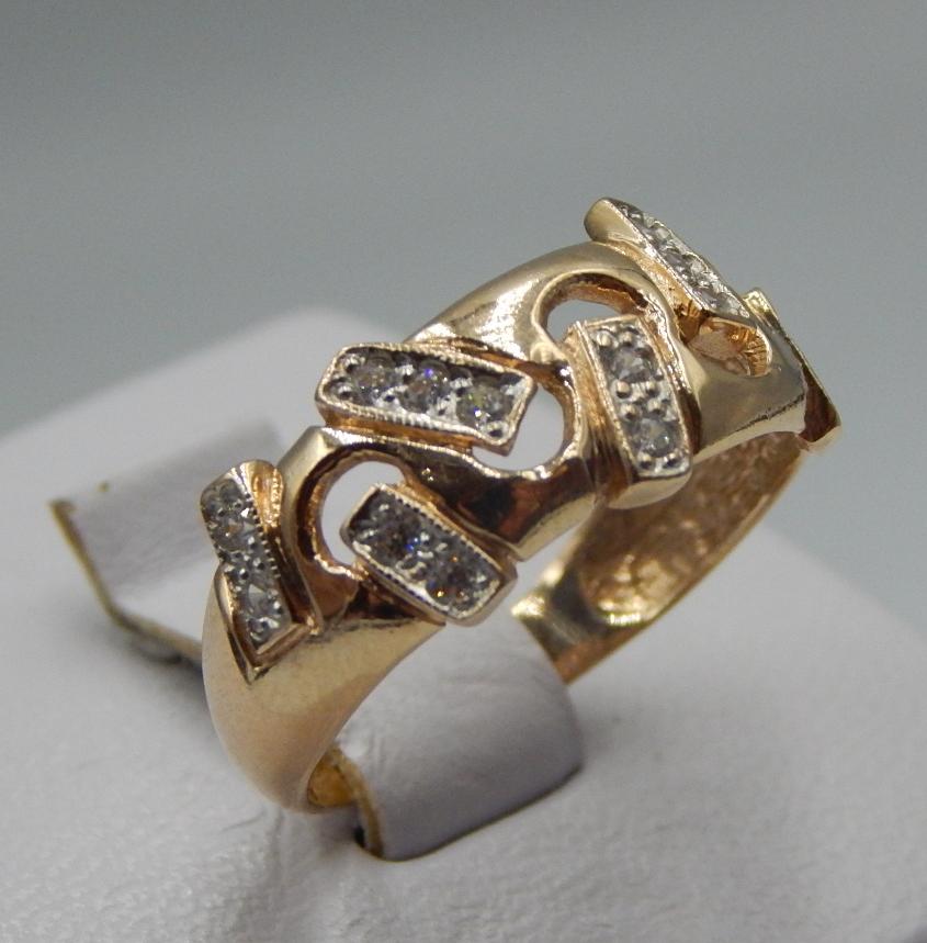 Кольцо из красного и белого золота с цирконием (31770334) 3