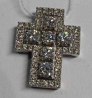 Підвіс-хрест із білого золота з діамантом (-ми) (27416584)  0