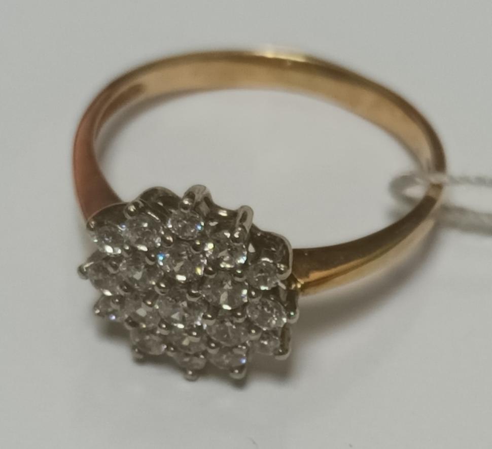 Кольцо из красного и белого золота с цирконием (33196086) 1