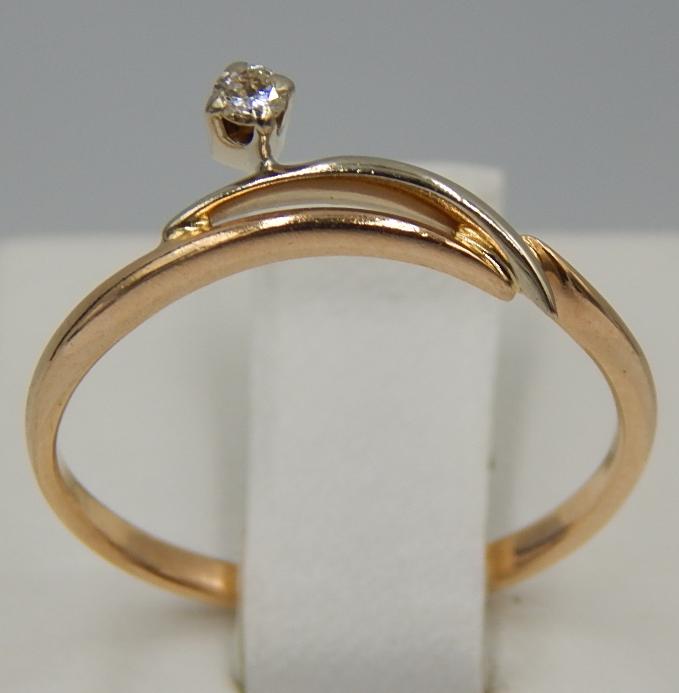 Кольцо из красного и белого золота с бриллиантом (-ми) (27475684) 0