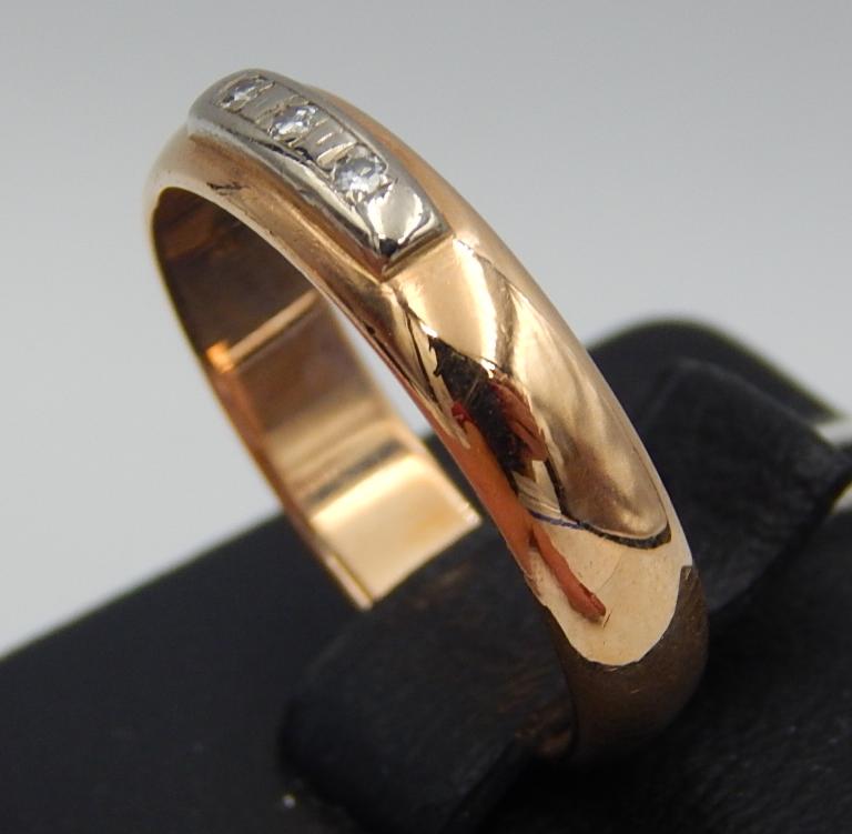 Кольцо из красного и белого золота с бриллиантом (-ми) (29720079) 2