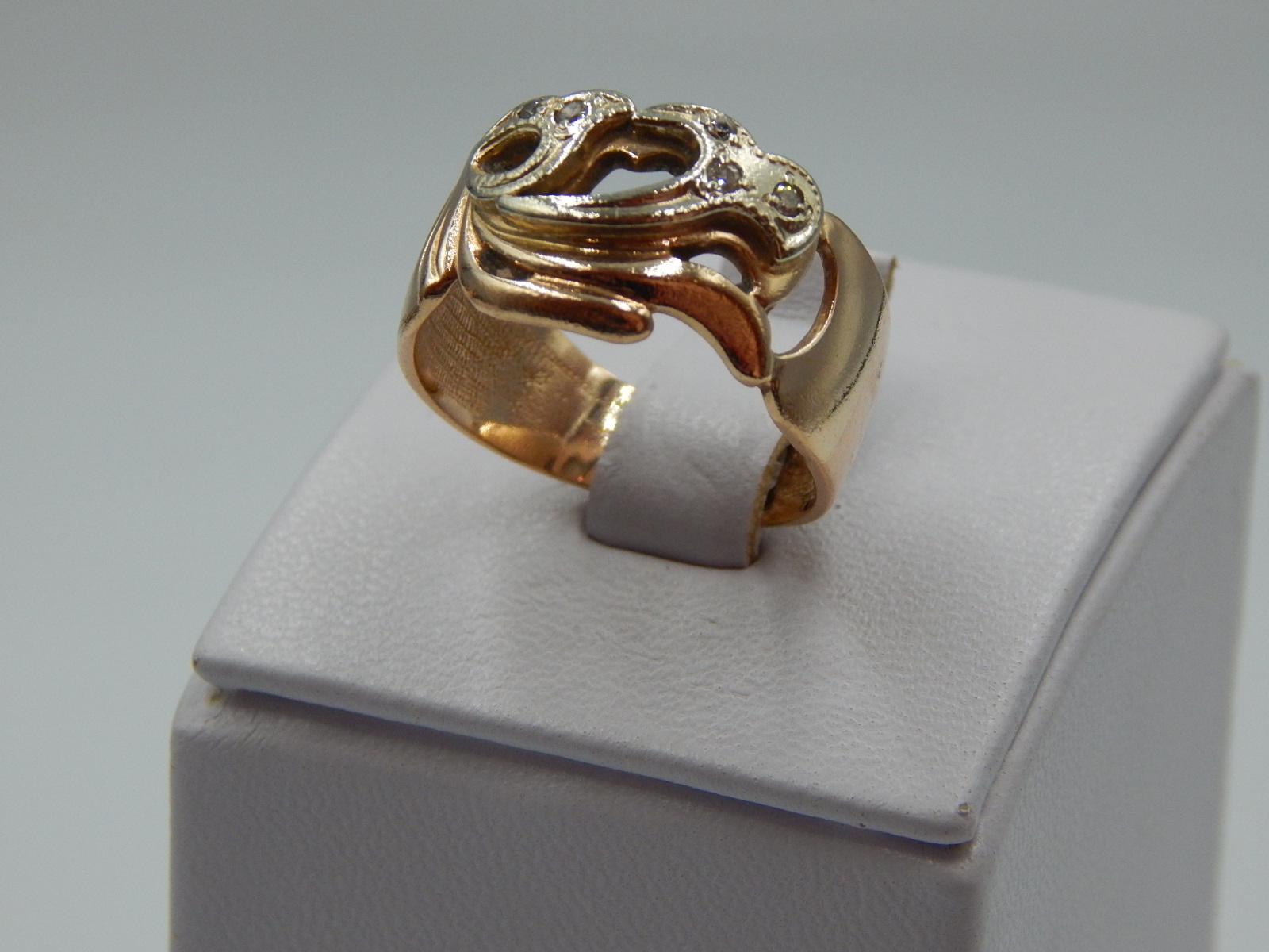 Кольцо из красного и белого золота с цирконием (31583015) 2