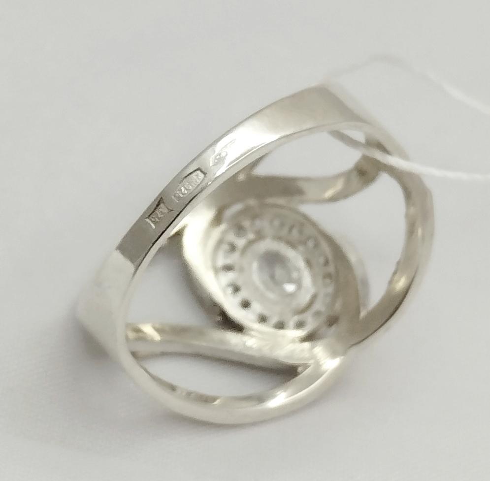 Серебряное кольцо с золотой вставкой и цирконием (32688767) 3