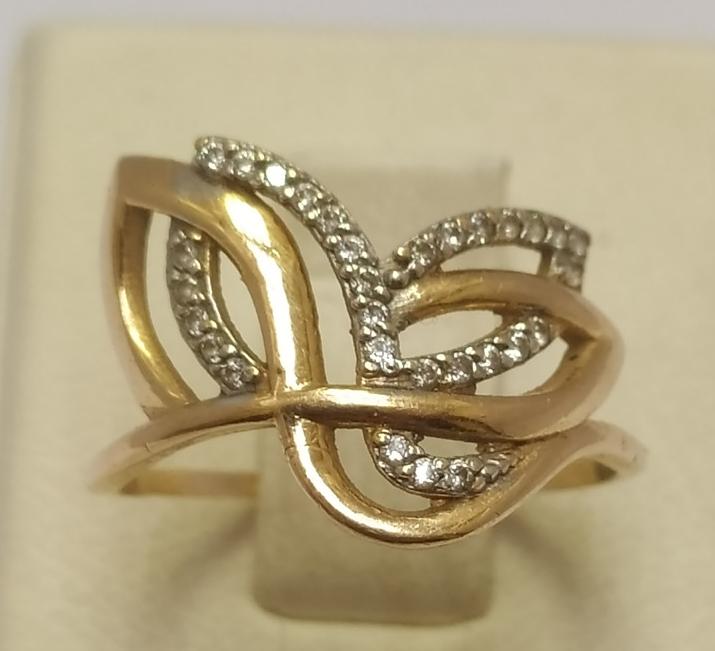 Кольцо из красного и белого золота с цирконием (33670353) 0