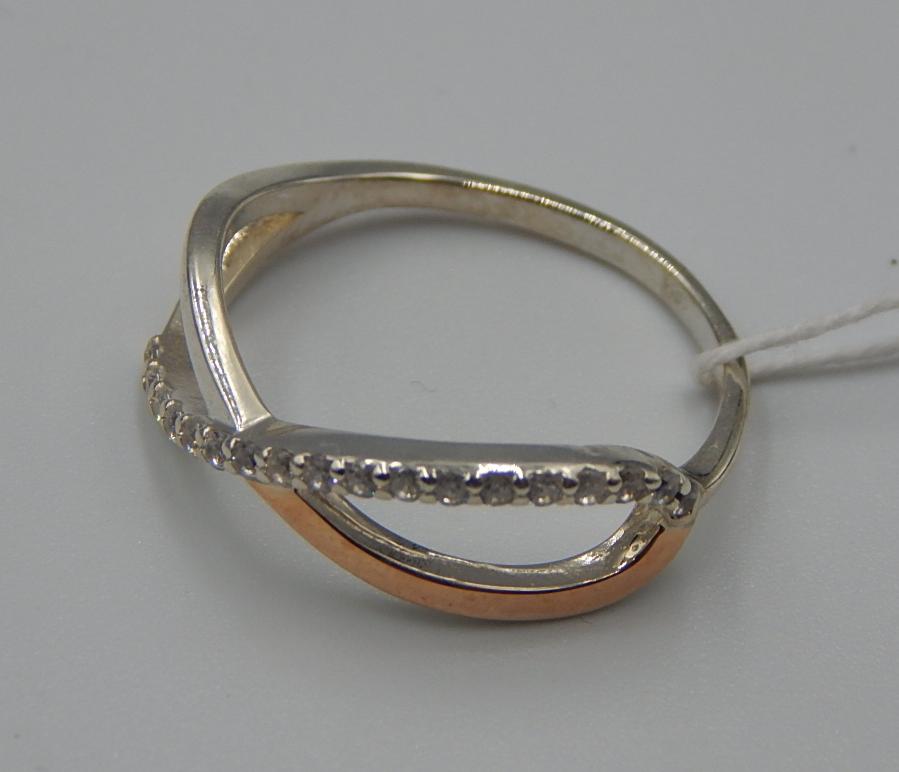Серебряное кольцо с позолотой и цирконием (32317580) 2
