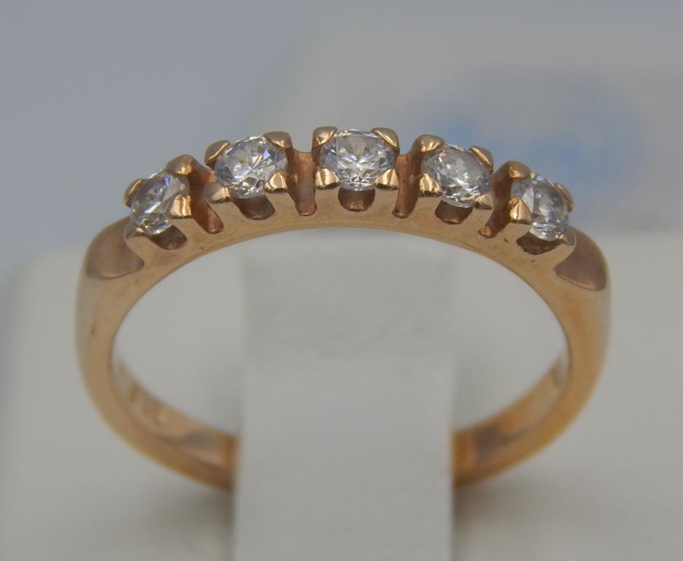 Кольцо из красного золота с цирконием (30956900)  0