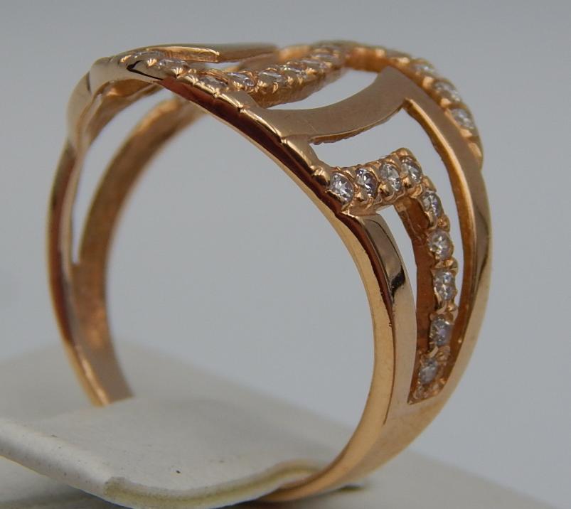 Кольцо из красного золота с цирконием (28568372) 2