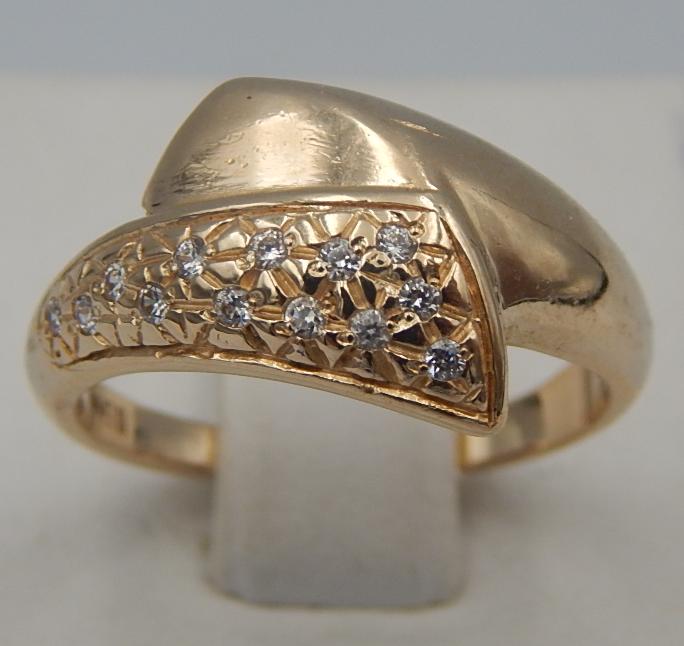 Кольцо из красного золота с цирконием (30172317) 1