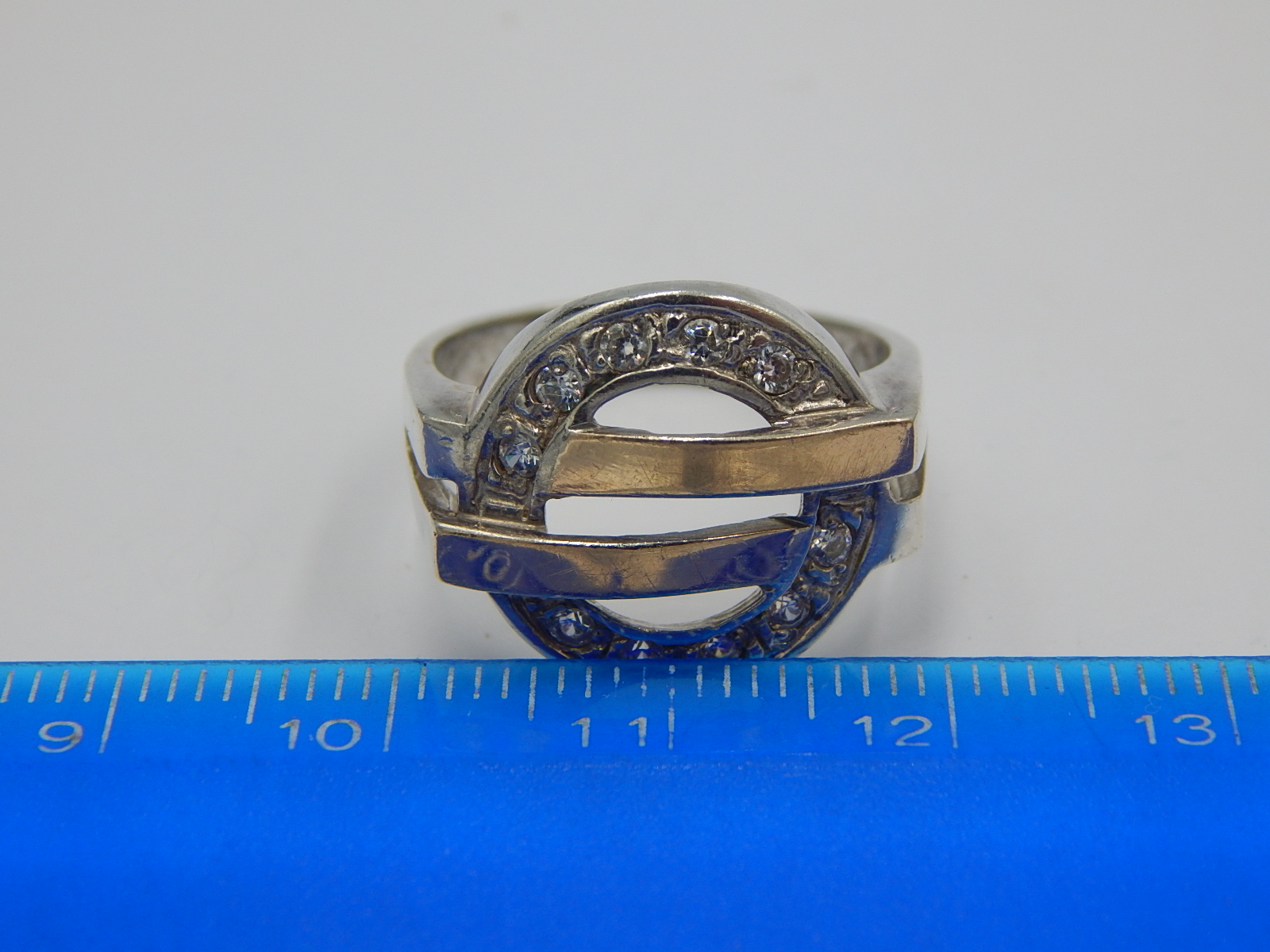 Серебряное кольцо с позолотой и цирконием (24300955) 6