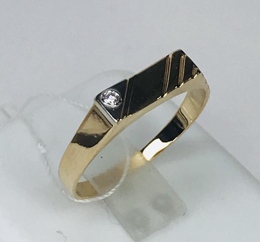 Перстень из красного и белого золота с цирконием (33584301) 1