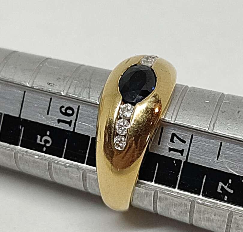 Кольцо из желтого золота с сапфиром и бриллиантом (-ми) (33219771) 7