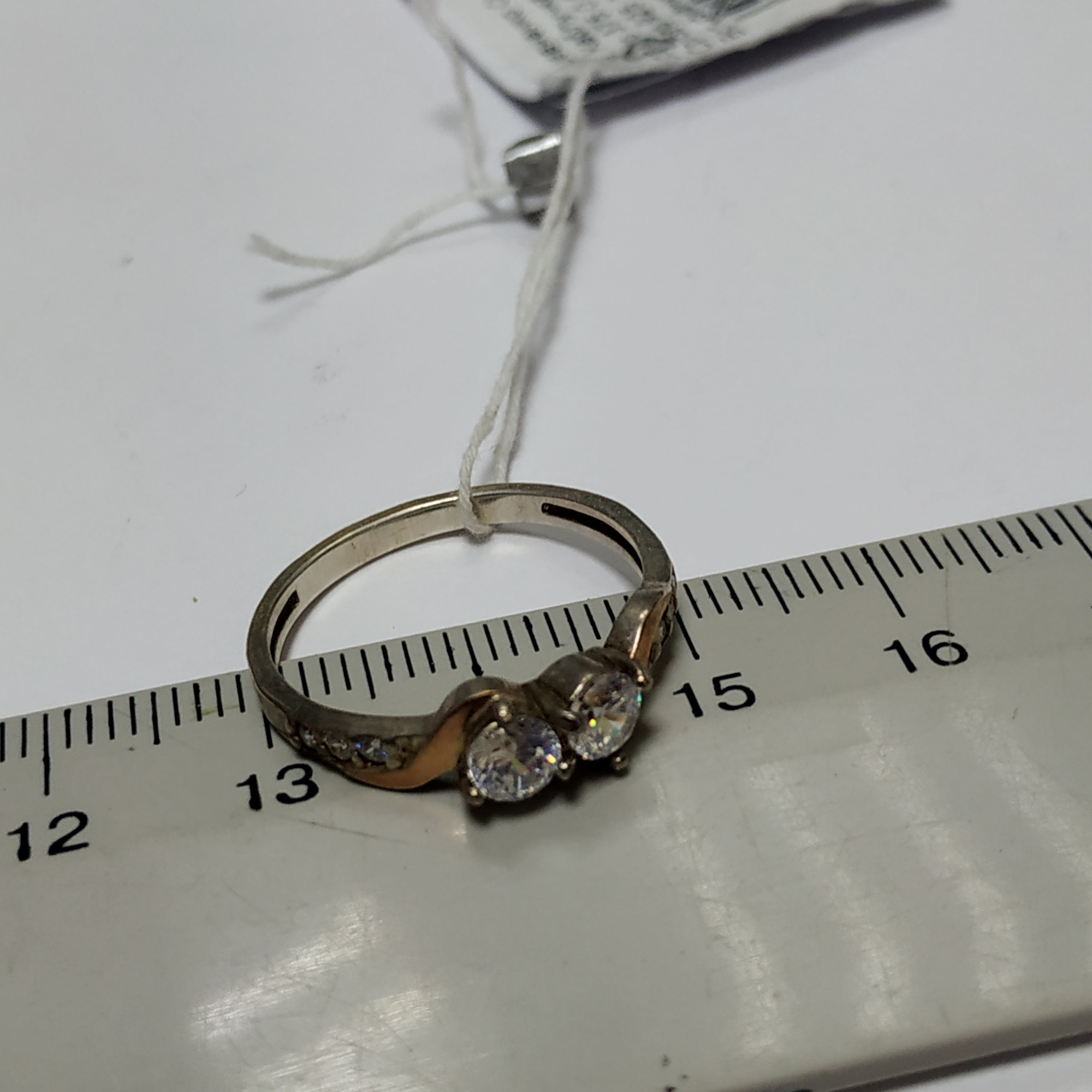 Серебряное кольцо с позолотой и цирконием (30569096) 3