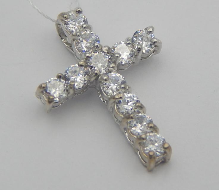 Срібний підвіс-хрест із цирконієм (28349192) 1