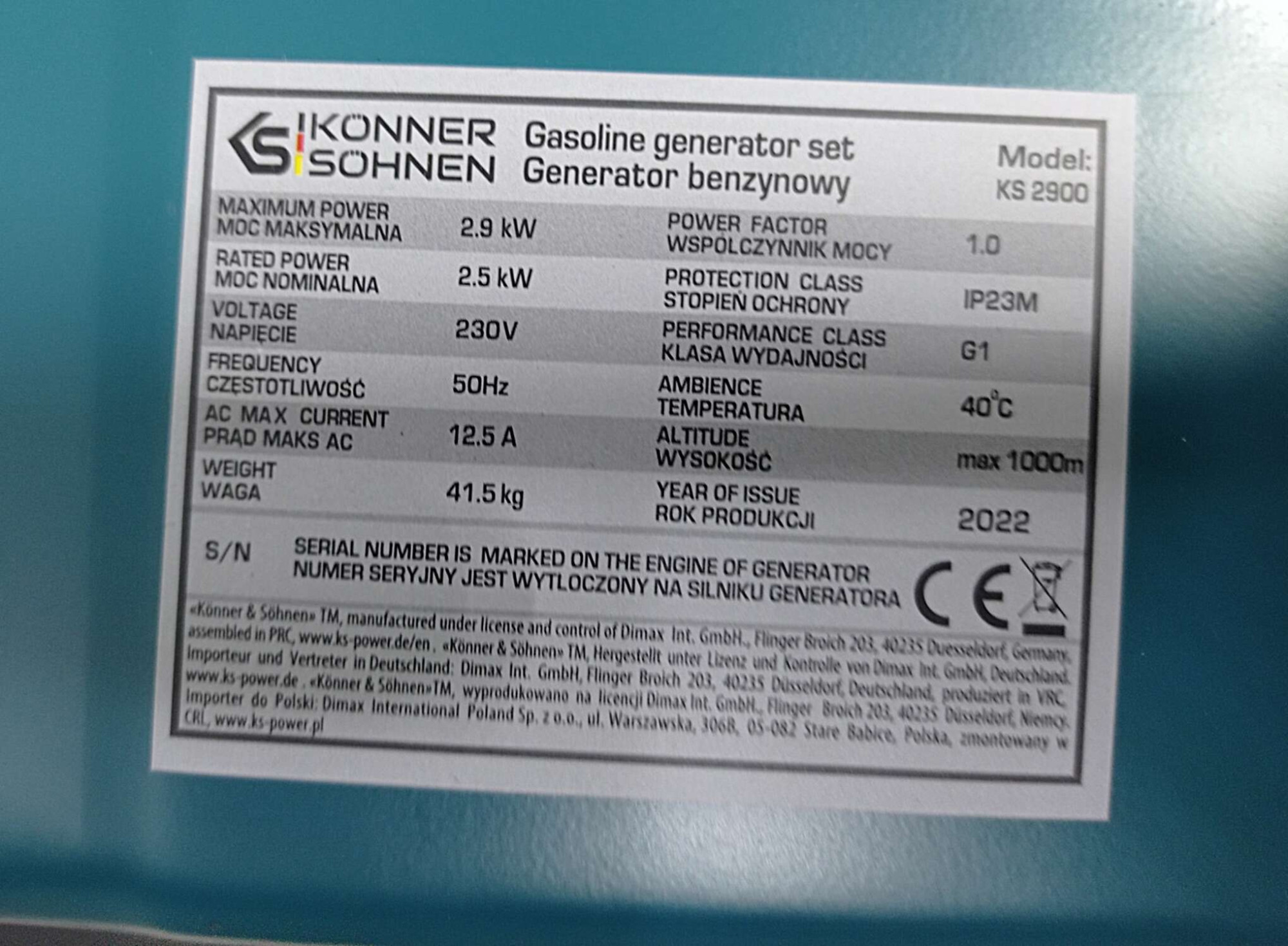 Бензиновый генератор Konner&Sohnen KS 2900 5