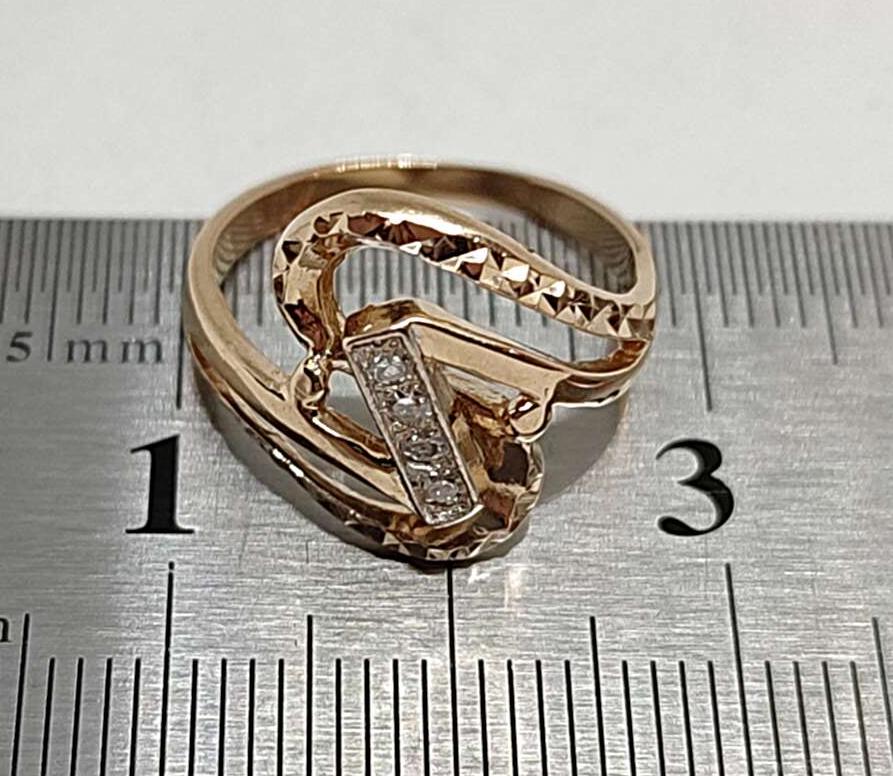 Кольцо из красного и белого золота с бриллиантом (-ми) (33279842) 4