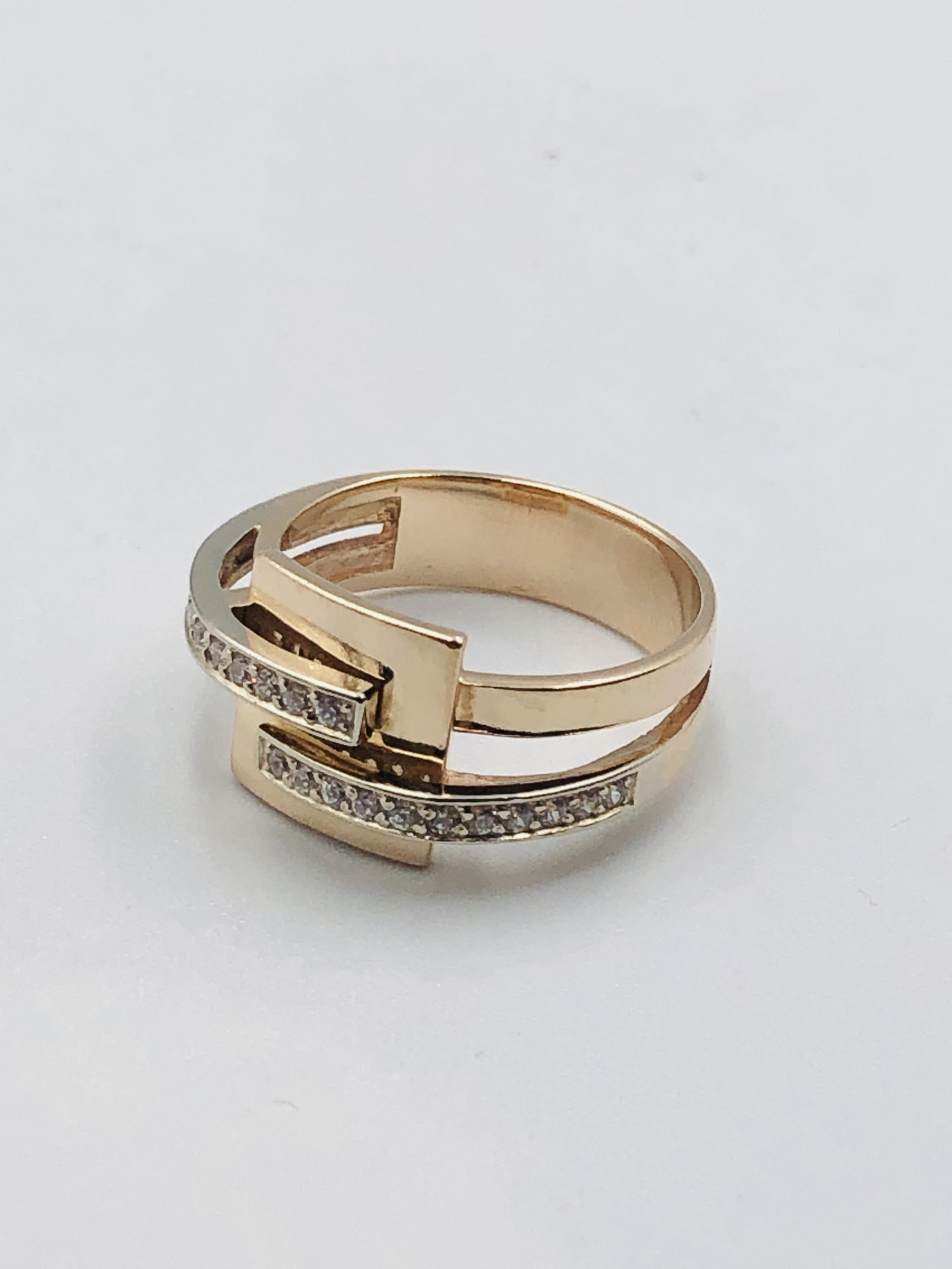 Кольцо из красного и белого золота с цирконием (33245781)  1