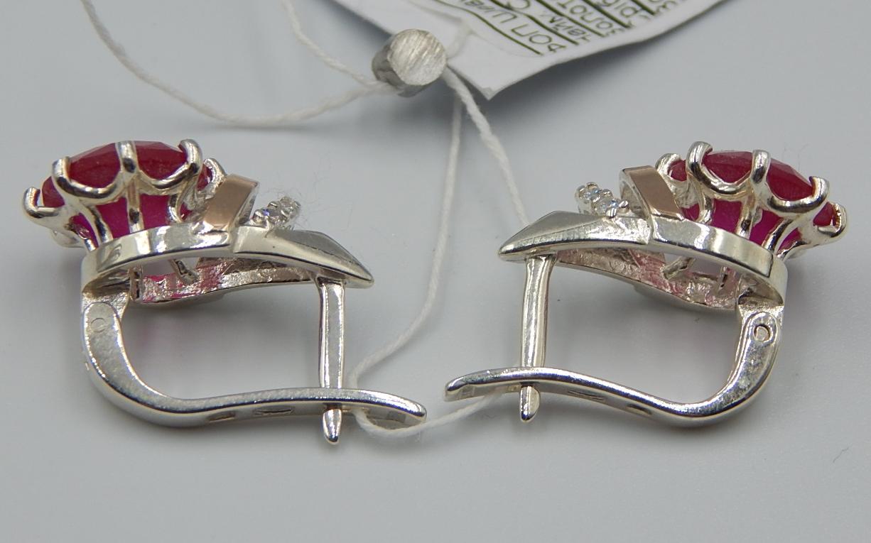 Срібні сережки з позолотою та цирконієм (32293817) 4