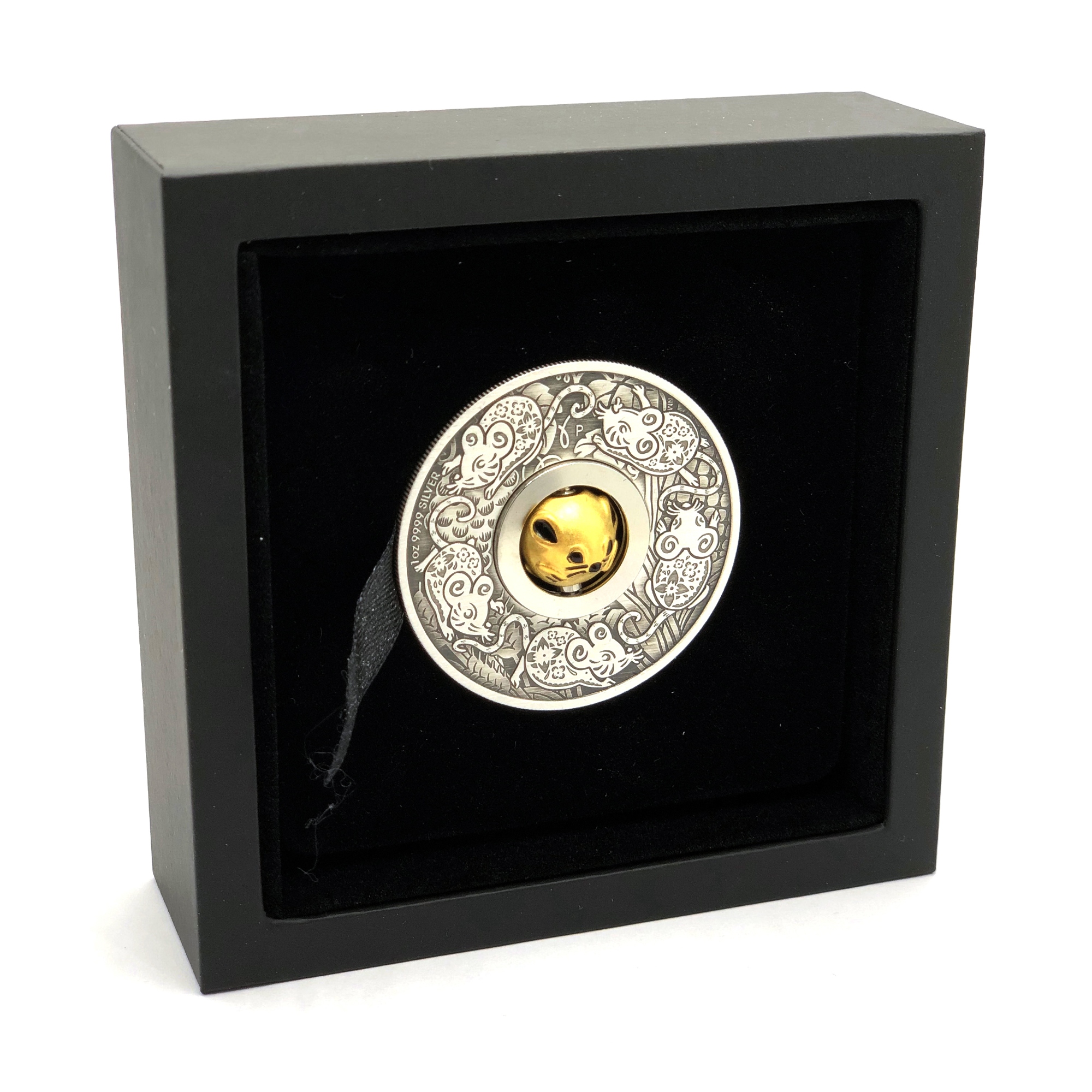 Серебряная монета 1oz Год Мыши (Крысы) Вращающийся Оберег 1 доллар 2020 Тувалу (29127728) 5