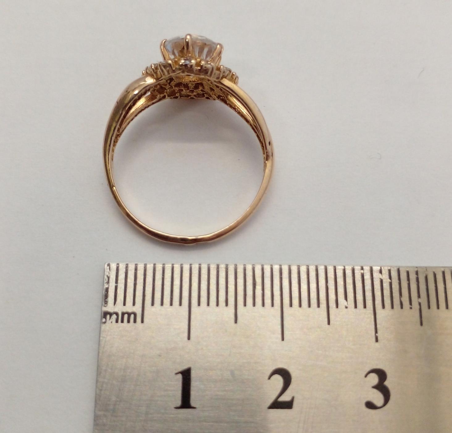 Кольцо из красного золота с цирконием (33767975) 3