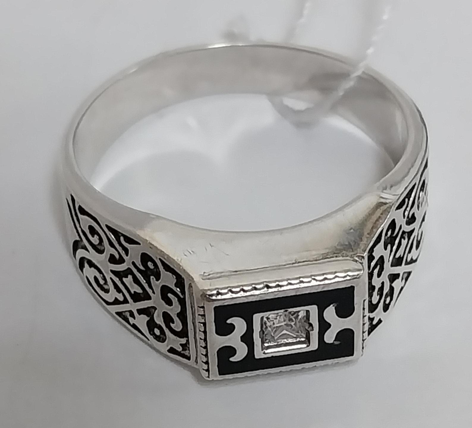 Серебряный перстень с эмалью и цирконием (33025397) 1