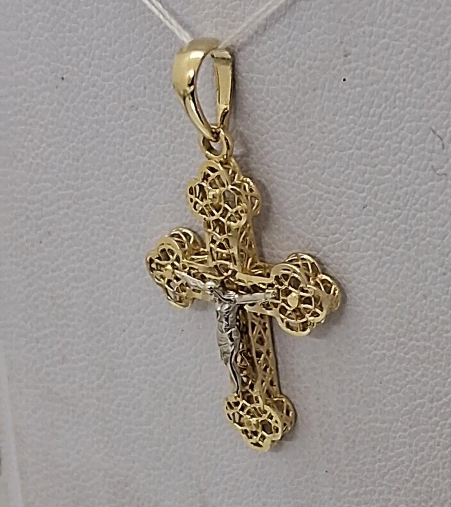 Підвіс-хрест з жовтого та білого золота (33814829) 1