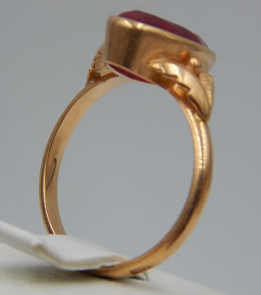 Кольцо из красного золота с корундом (28994481) 3