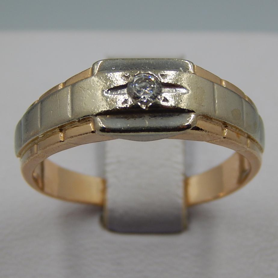 Кольцо из красного и белого золота с цирконием (32789327) 0